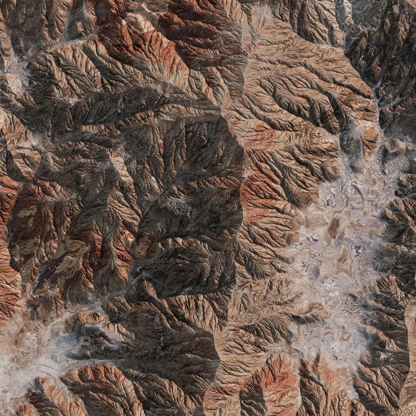 birds eye view of a mountain terrain